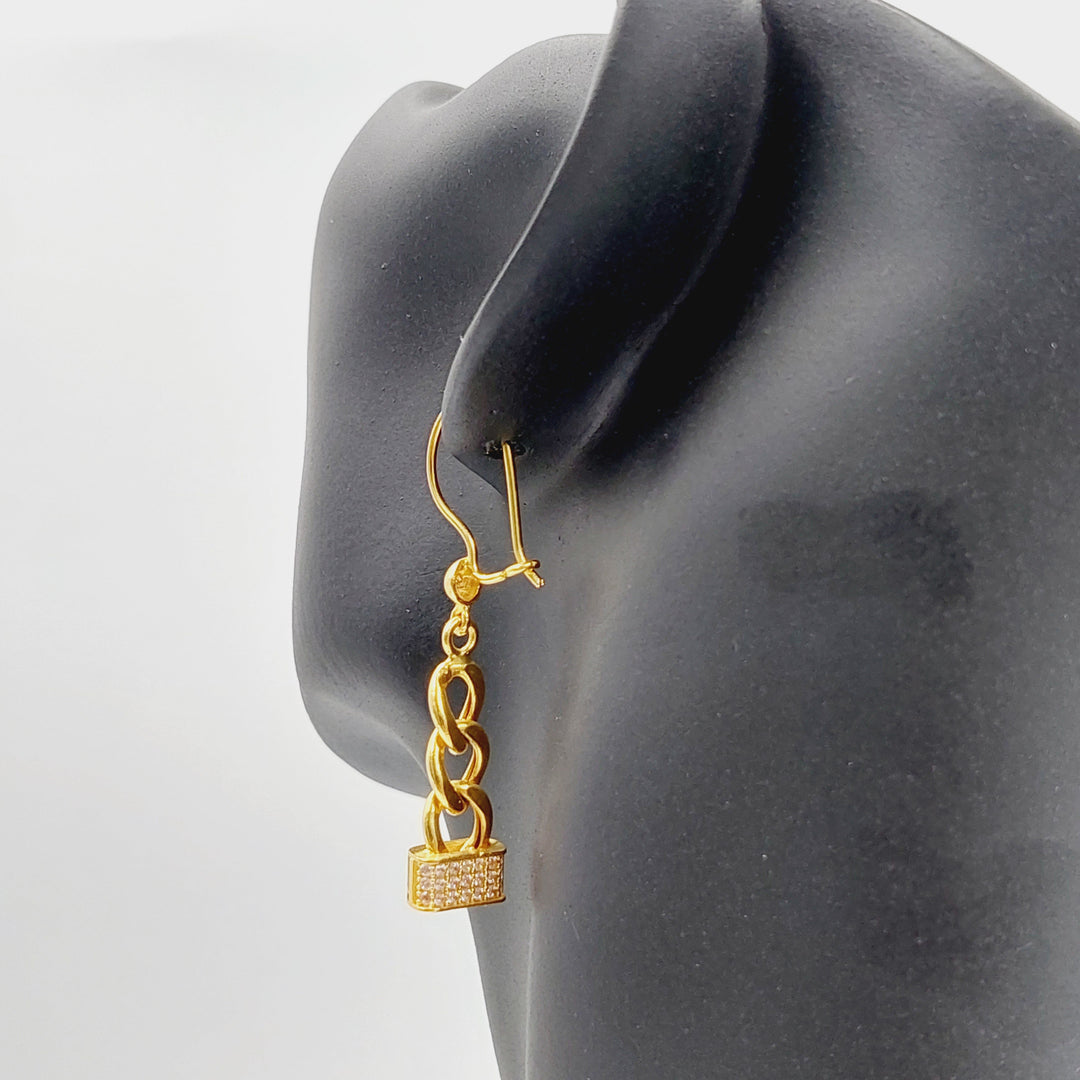 Enameled &amp;amp; Zircon Studded Cuban Links Earrings  Made Of 21K Yellow Gold by Saeed Jewelry-29417
