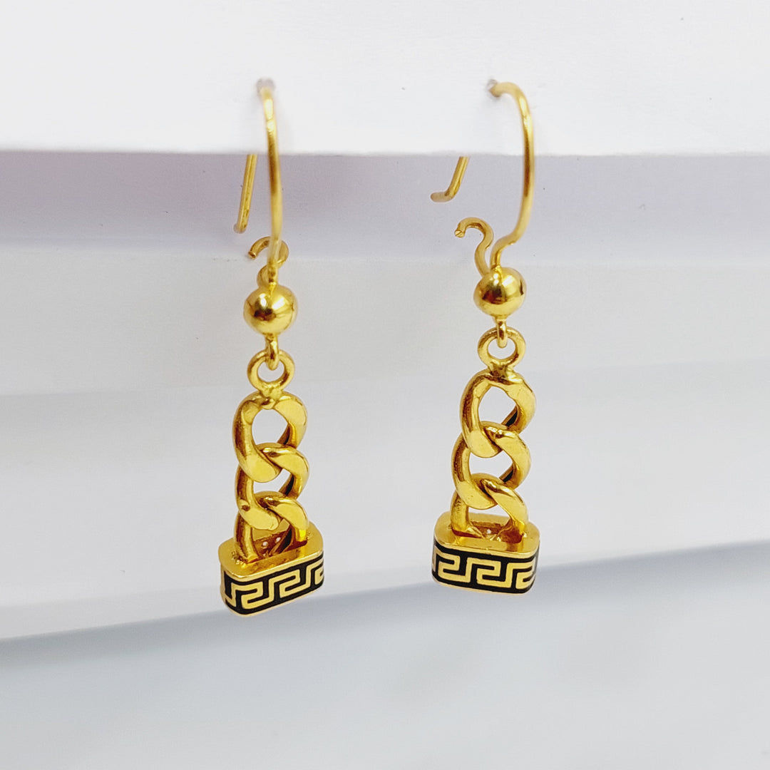 Enameled &amp;amp; Zircon Studded Cuban Links Earrings  Made Of 21K Yellow Gold by Saeed Jewelry-29417