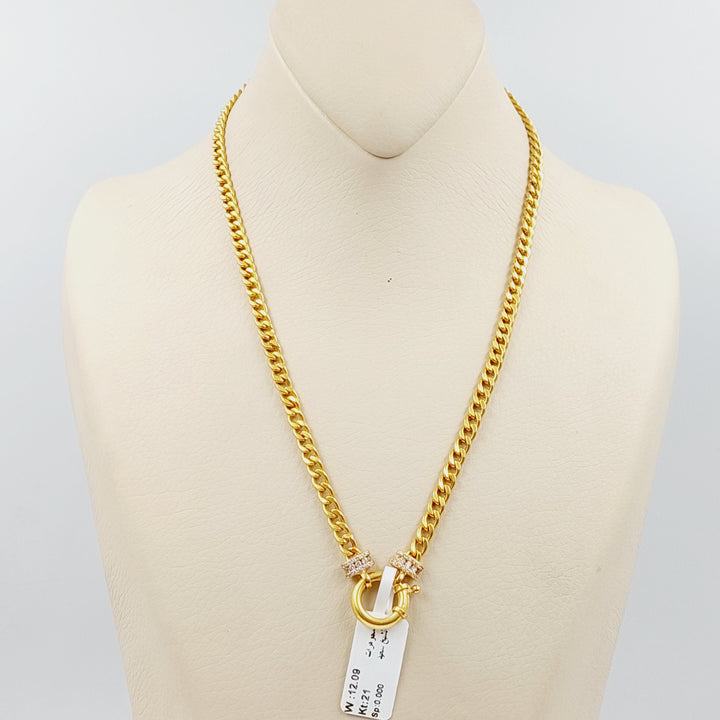 Enameled &amp; Zircon Studded Cuban Links Necklace  Made Of 21K Yellow Gold by Saeed Jewelry-29414