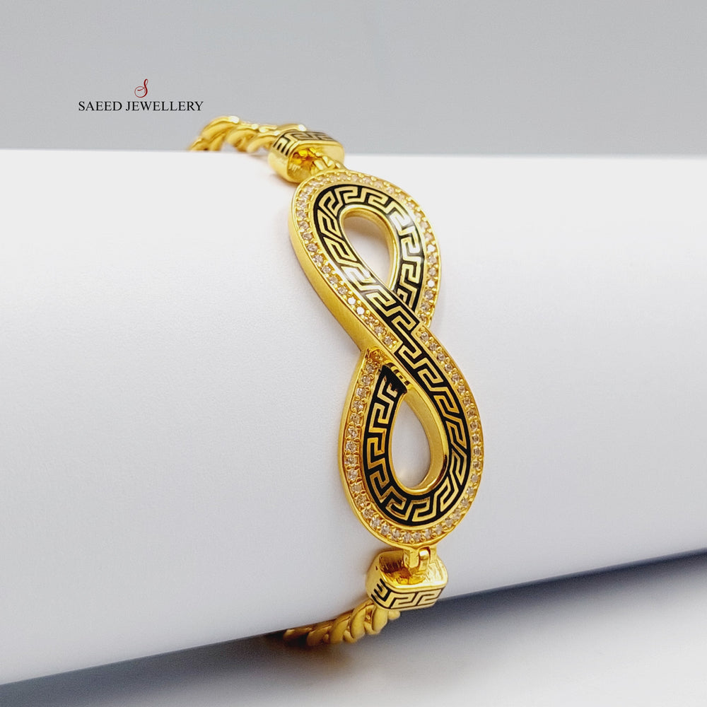Enameled &amp; Zircon Studded Infinite Bracelet  Made Of 21K Yellow Gold by Saeed Jewelry-29115