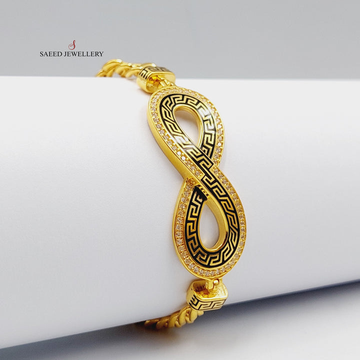 Enameled &amp; Zircon Studded Infinite Bracelet  Made Of 21K Yellow Gold by Saeed Jewelry-29115