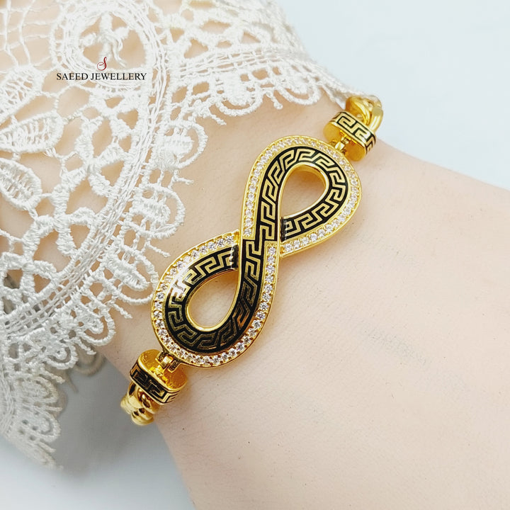 Enameled &amp; Zircon Studded Infinite Bracelet  Made Of 21K Yellow Gold by Saeed Jewelry-29115