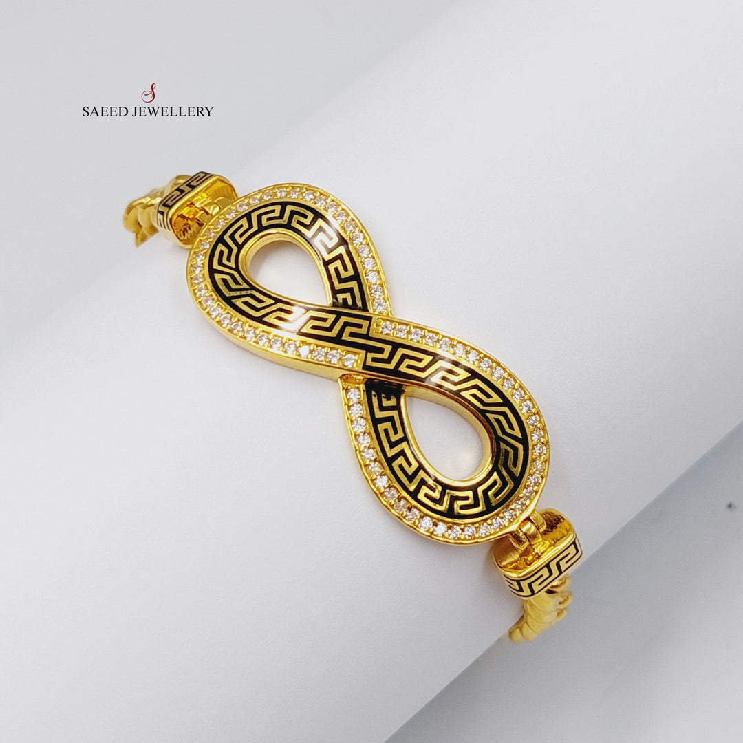 Enameled &amp; Zircon Studded Infinite Bracelet  Made Of 21K Yellow Gold by Saeed Jewelry-29115