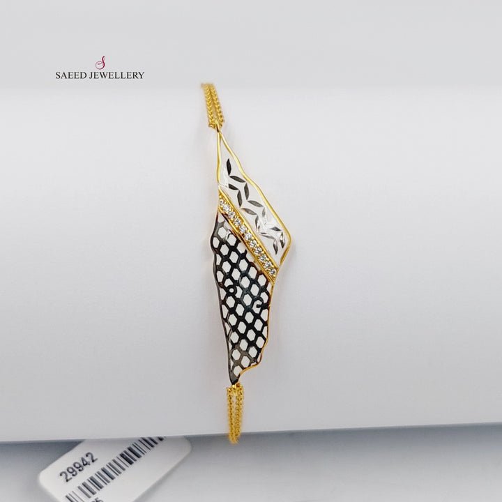 Enameled &amp;amp; Zircon Studded Palestine Bracelet  Made Of 21K Yellow Gold by Saeed Jewelry-29942