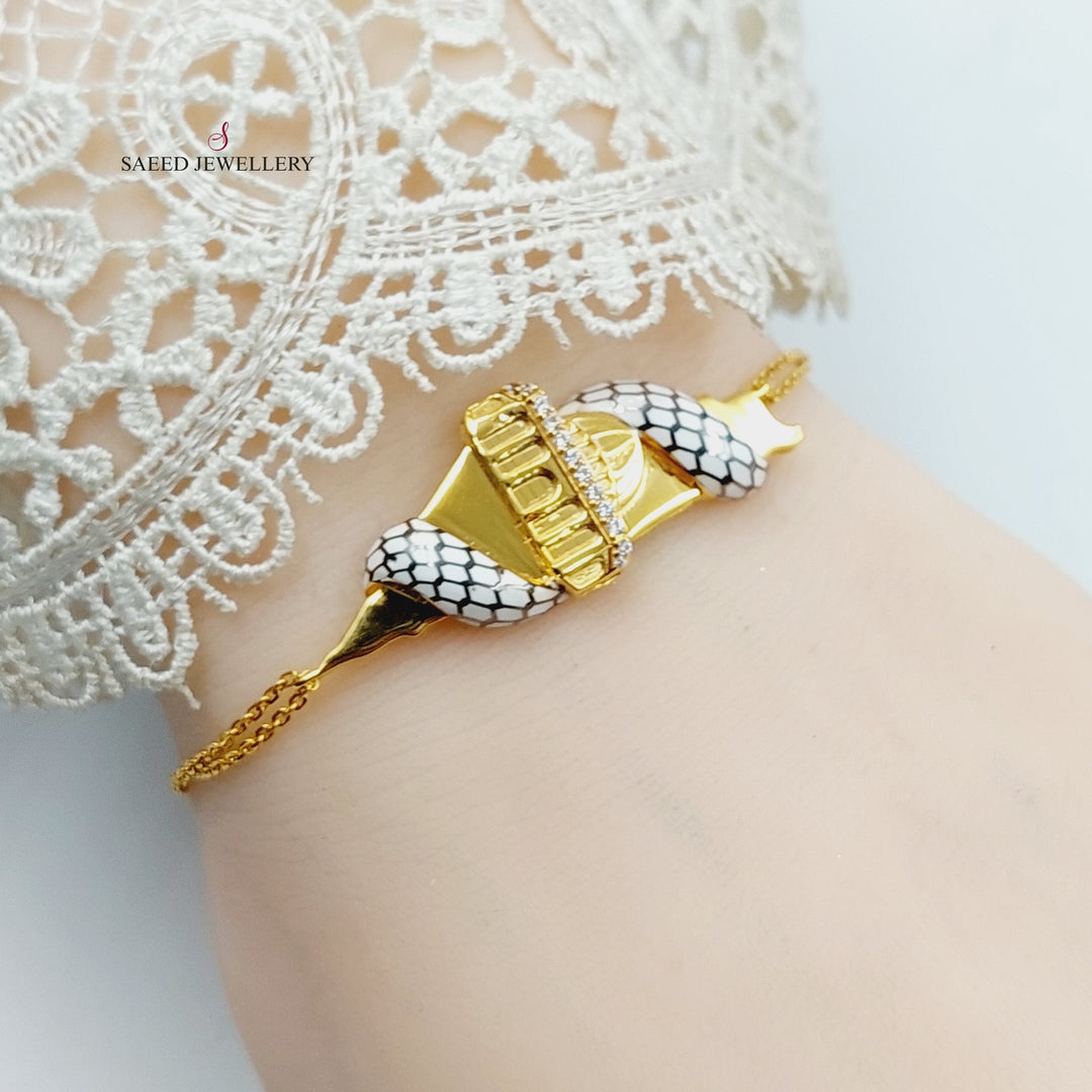 Enameled &amp;amp; Zircon Studded Palestine Bracelet  Made Of 21K Yellow Gold by Saeed Jewelry-29943