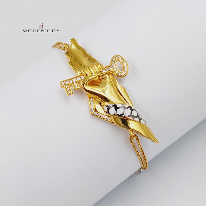 Enameled &amp;amp; Zircon Studded Palestine Bracelet  Made Of 21K Yellow Gold by Saeed Jewelry-29944