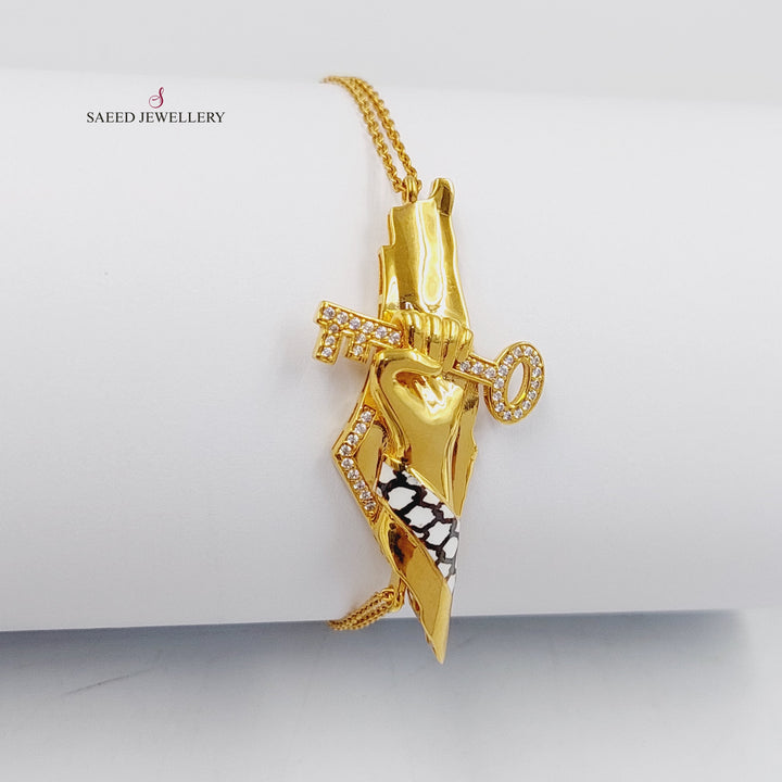 Enameled &amp;amp; Zircon Studded Palestine Bracelet  Made Of 21K Yellow Gold by Saeed Jewelry-29944