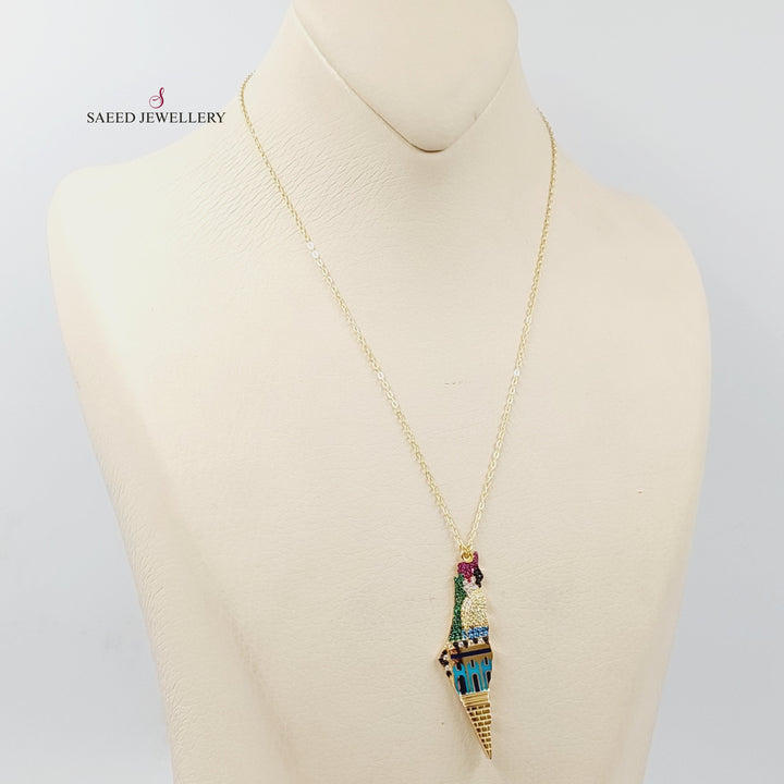 Enameled &amp;amp; Zircon Studded Palestine Necklace  Made Of 18K Yellow Gold by Saeed Jewelry-29386