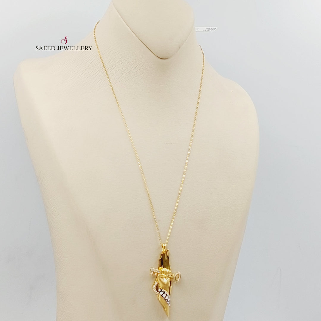 Enameled &amp;amp; Zircon Studded Palestine Necklace  Made Of 21K Yellow Gold by Saeed Jewelry-29296