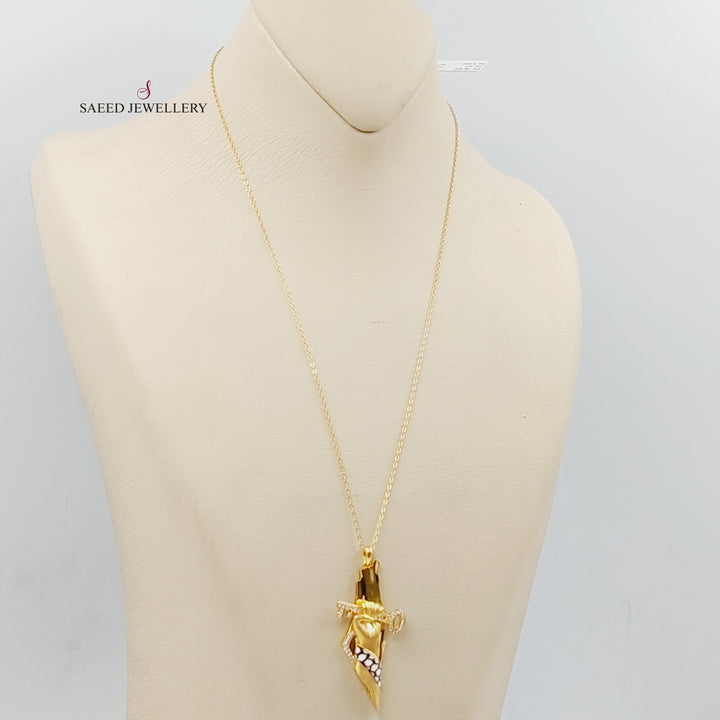 Enameled &amp;amp; Zircon Studded Palestine Necklace  Made Of 21K Yellow Gold by Saeed Jewelry-29296