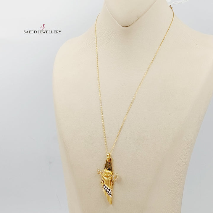 Enameled &amp;amp; Zircon Studded Palestine Necklace  Made Of 21K Yellow Gold by Saeed Jewelry-29296