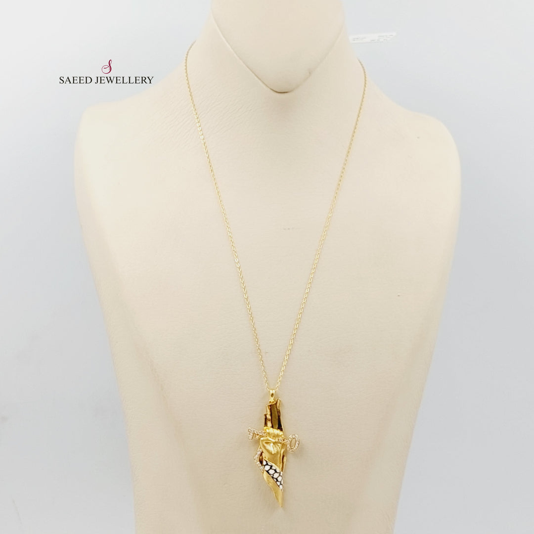 Enameled &amp;amp; Zircon Studded Palestine Necklace  Made Of 21K Yellow Gold by Saeed Jewelry-29296