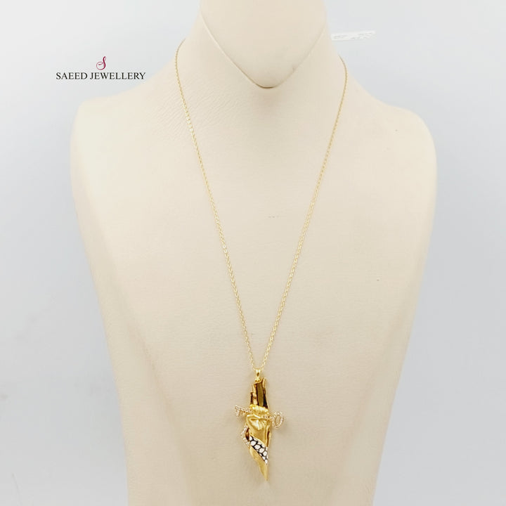 Enameled &amp;amp; Zircon Studded Palestine Necklace  Made Of 21K Yellow Gold by Saeed Jewelry-29296