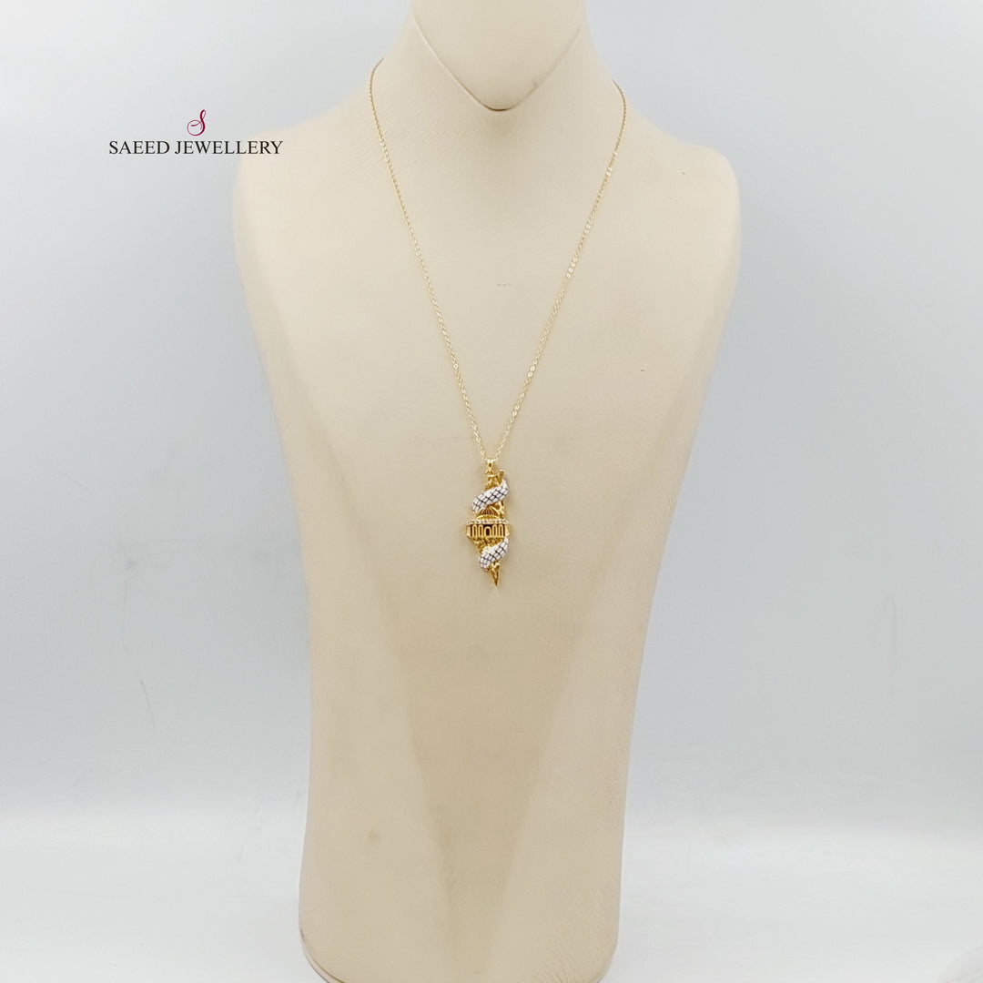 Enameled &amp;amp; Zircon Studded Palestine Necklace  Made Of 21K Yellow Gold by Saeed Jewelry-29297