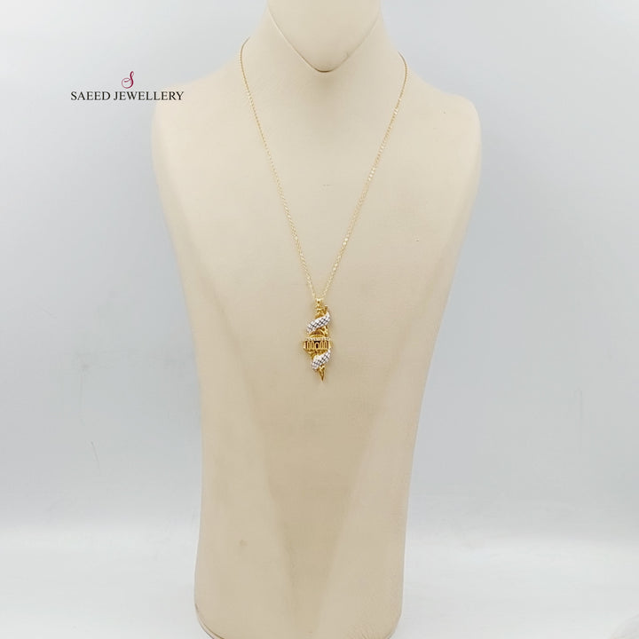 Enameled &amp;amp; Zircon Studded Palestine Necklace  Made Of 21K Yellow Gold by Saeed Jewelry-29297