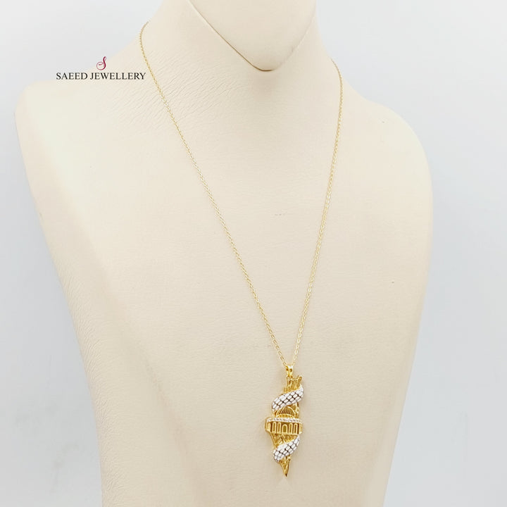 Enameled &amp;amp; Zircon Studded Palestine Necklace  Made Of 21K Yellow Gold by Saeed Jewelry-29297