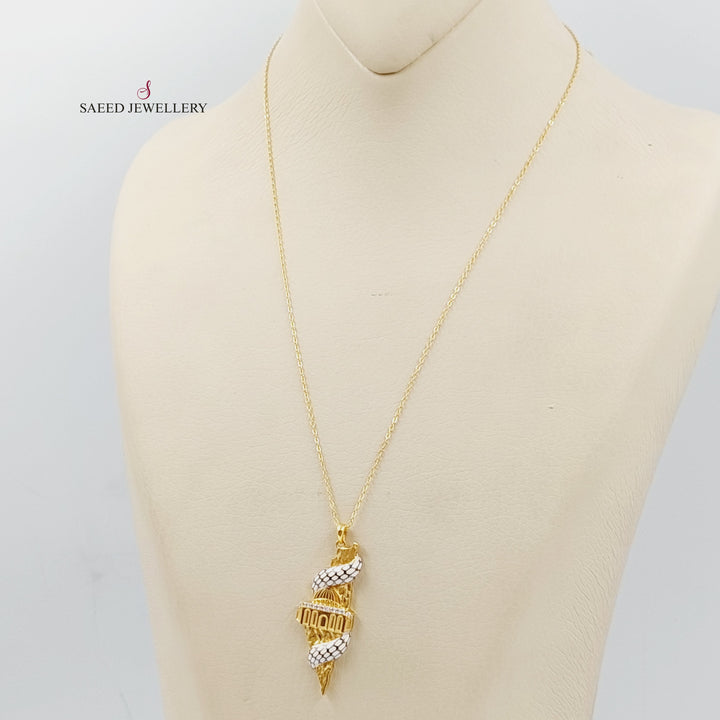 Enameled &amp;amp; Zircon Studded Palestine Necklace  Made Of 21K Yellow Gold by Saeed Jewelry-29297