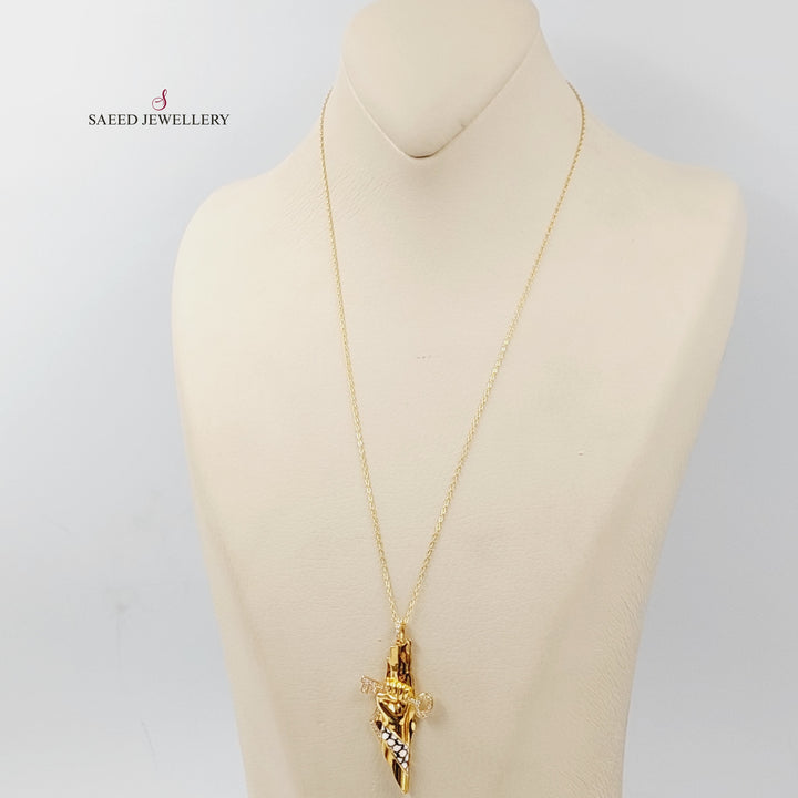 Enameled &amp; Zircon Studded Palestine Necklace  Made Of 21K Yellow Gold by Saeed Jewelry-29371
