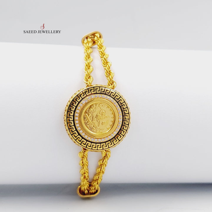 Enameled &amp;amp; Zircon Studded Rashadi Bracelet  Made Of 21K Yellow Gold by Saeed Jewelry-28903