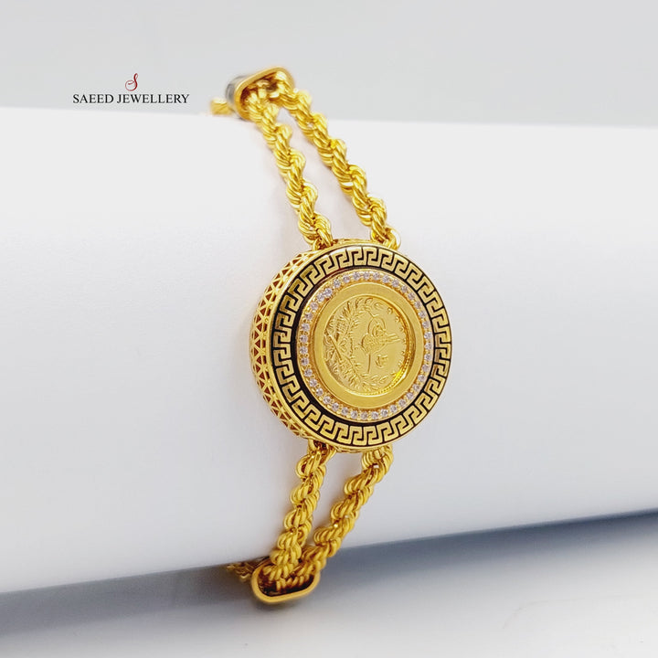 Enameled &amp;amp; Zircon Studded Rashadi Bracelet  Made Of 21K Yellow Gold by Saeed Jewelry-28903