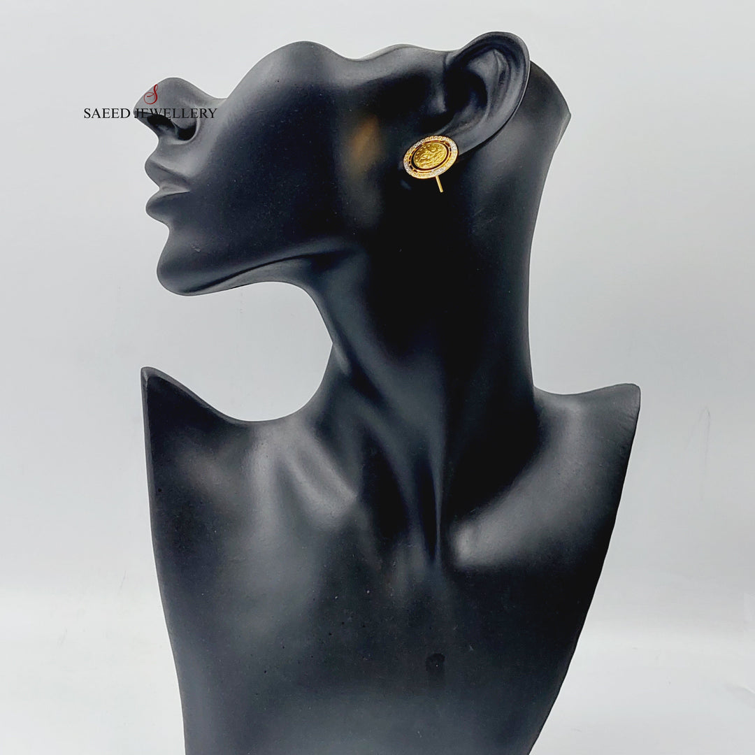 Enameled &amp; Zircon Studded Rashadi Earrings  Made Of 21K Yellow Gold by Saeed Jewelry-28817