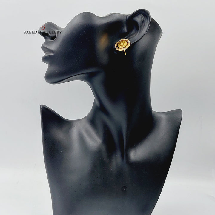 Enameled &amp;amp; Zircon Studded Rashadi Earrings  Made Of 21K Yellow Gold by Saeed Jewelry-28817