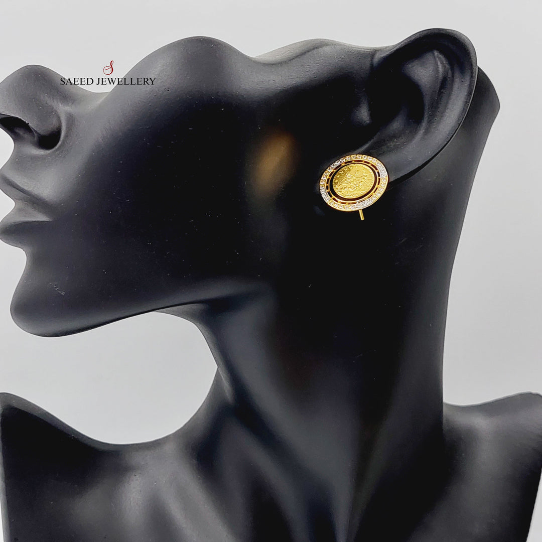 Enameled &amp;amp; Zircon Studded Rashadi Earrings  Made Of 21K Yellow Gold by Saeed Jewelry-28817
