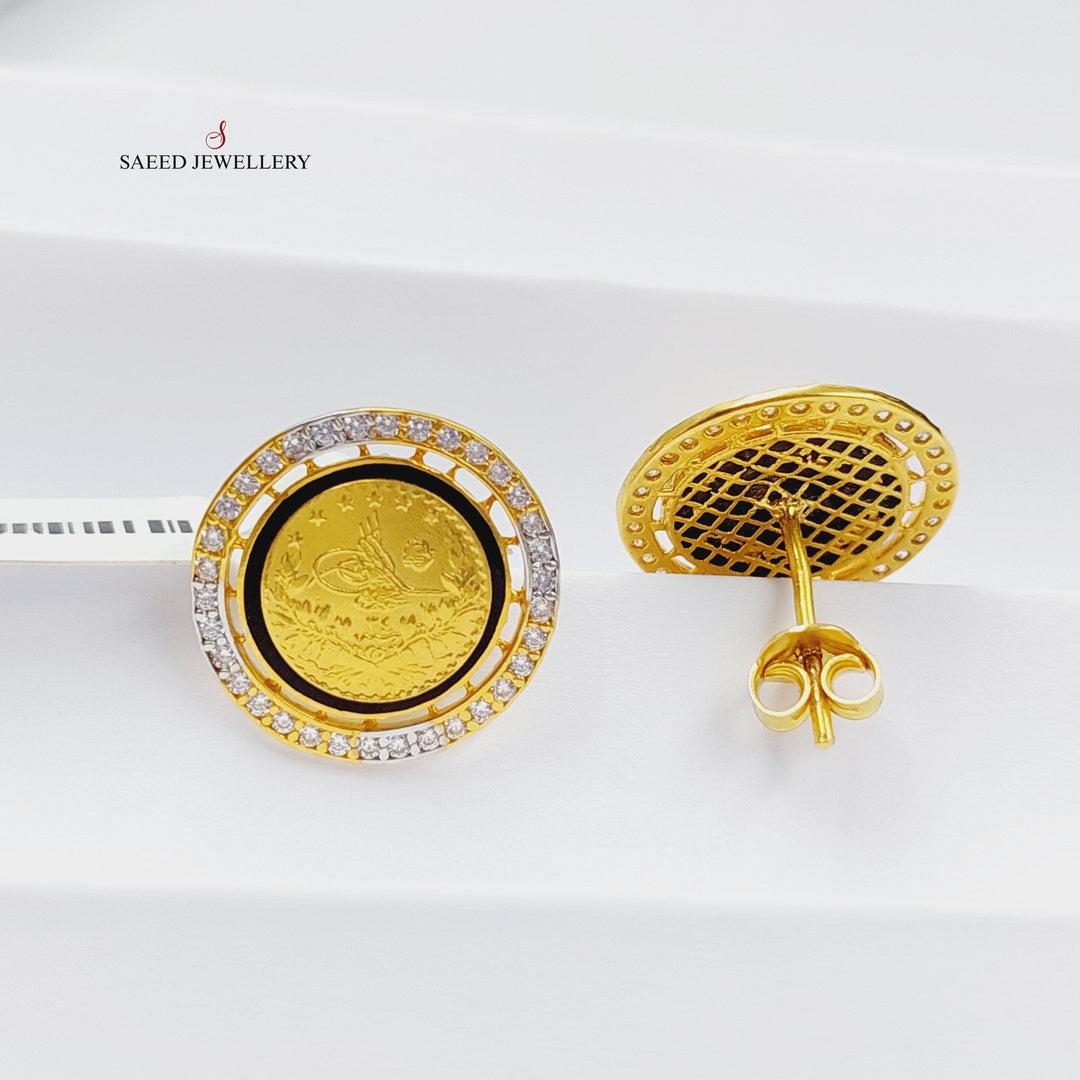 Enameled &amp; Zircon Studded Rashadi Earrings  Made Of 21K Yellow Gold by Saeed Jewelry-28817