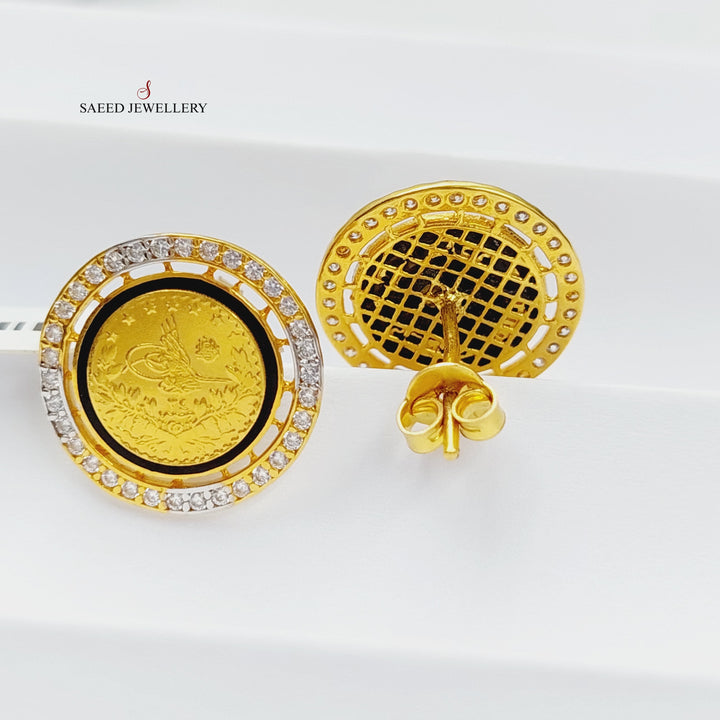 Enameled &amp;amp; Zircon Studded Rashadi Earrings  Made Of 21K Yellow Gold by Saeed Jewelry-28817