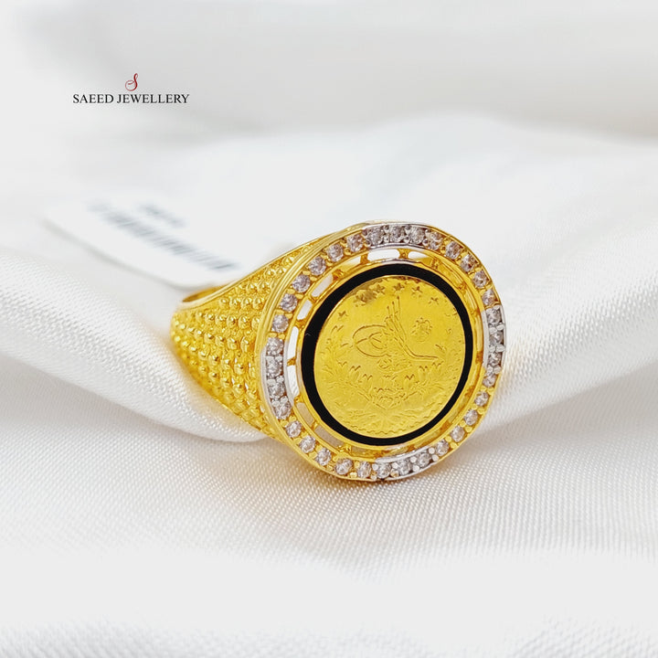 Enameled &amp; Zircon Studded Rashadi Ring  Made Of 21K Yellow Gold by Saeed Jewelry-28816