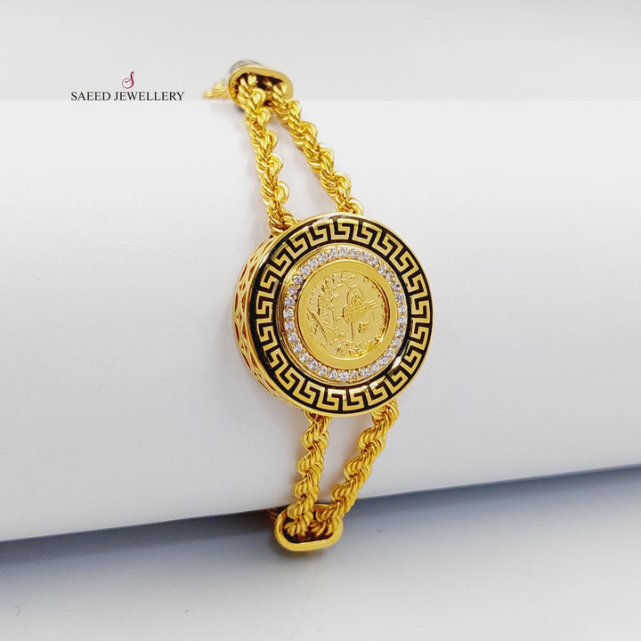 Enameled &amp; Zircon Studded Rope Bracelet  Made Of 21K Yellow Gold by Saeed Jewelry-30297