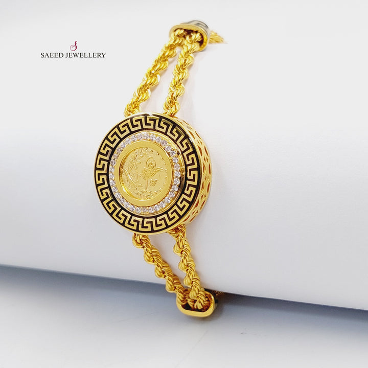 Enameled &amp; Zircon Studded Rope Bracelet  Made Of 21K Yellow Gold by Saeed Jewelry-30297