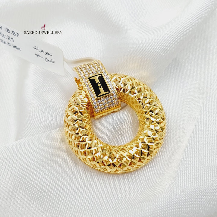 Enameled &amp;amp; Zircon Studded Rounded Pendant  Made Of 21K Yellow Gold by Saeed Jewelry-29483
