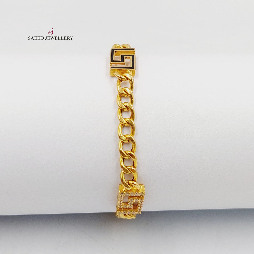 Enameled &amp; Zircon Studded Spike Bracelet  Made of 21K Yellow Gold by Saeed Jewelry-21k-bracelet-31203