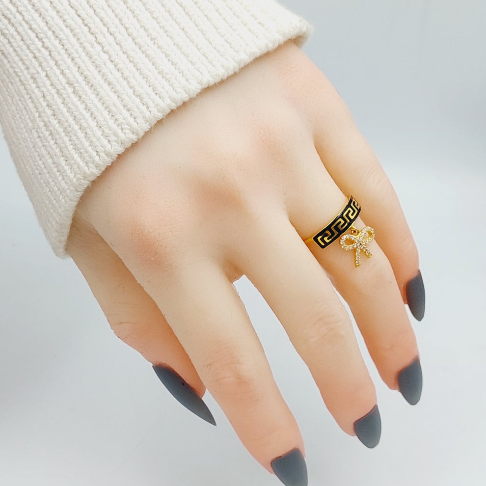 Enameled &amp;amp; Zircon Studded Virna Ring  Made Of 21K Yellow Gold by Saeed Jewelry-29424