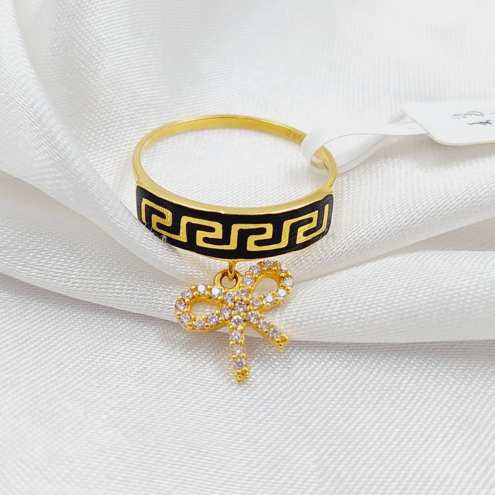 Enameled &amp;amp; Zircon Studded Virna Ring  Made Of 21K Yellow Gold by Saeed Jewelry-29424