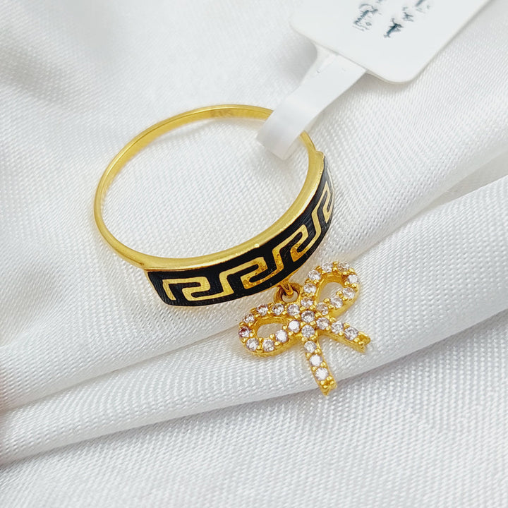 Enameled &amp;amp; Zircon Studded Virna Ring  Made Of 21K Yellow Gold by Saeed Jewelry-29424