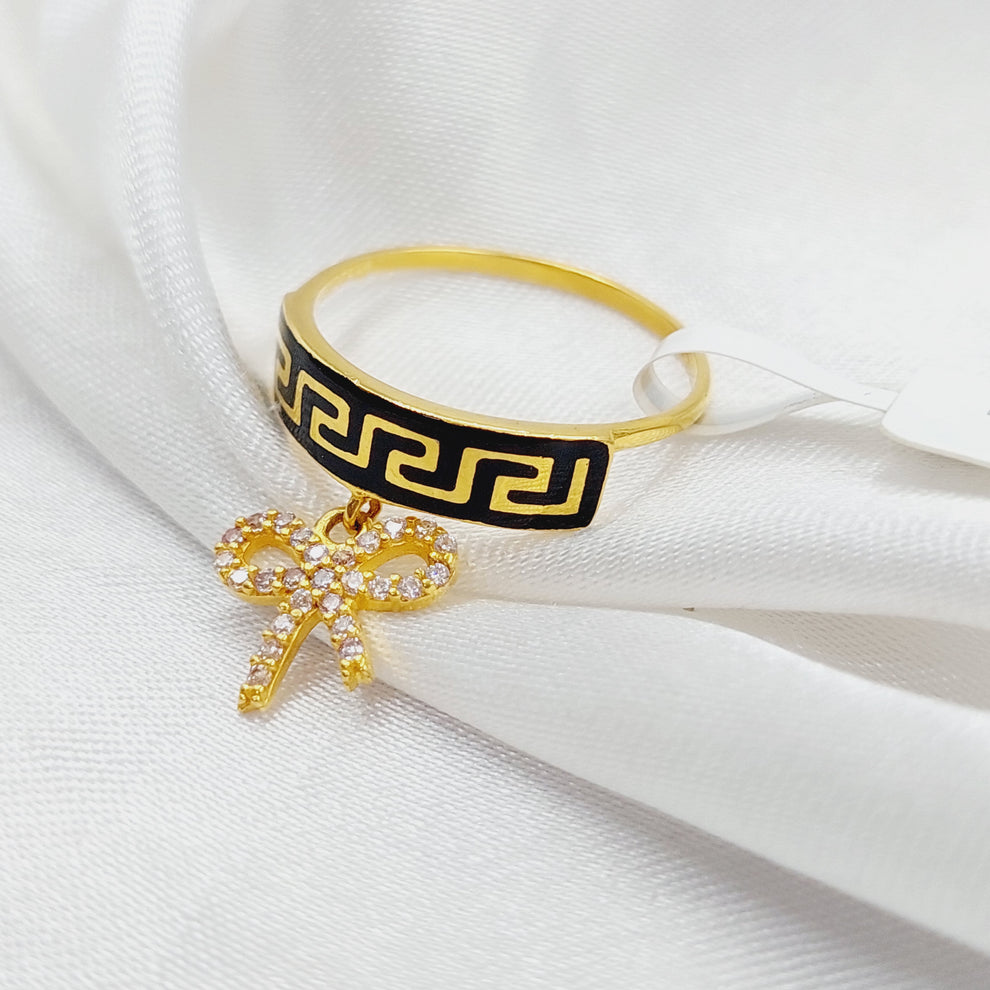 Enameled &amp;amp; Zircon Studded Virna Ring  Made Of 21K Yellow Gold by Saeed Jewelry-29424