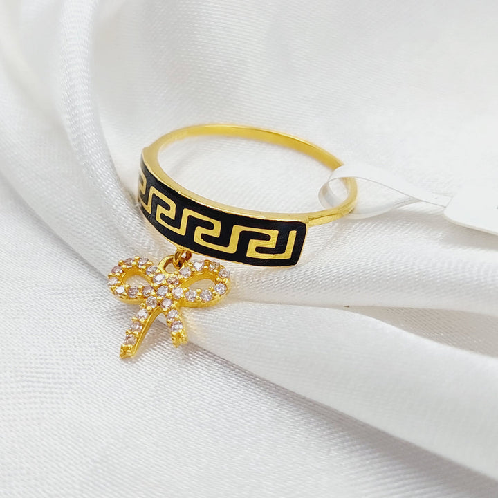 Enameled &amp;amp; Zircon Studded Virna Ring  Made Of 21K Yellow Gold by Saeed Jewelry-29424