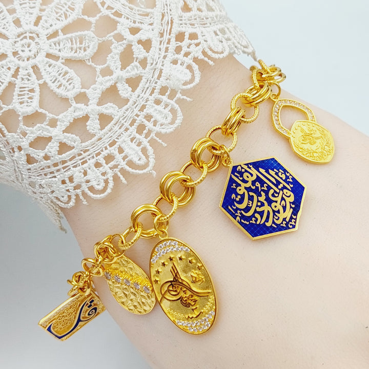 Enameled &amp; Zirconed Dandash Bracelet  Made Of 21K Yellow Gold by Saeed Jewelry-28688