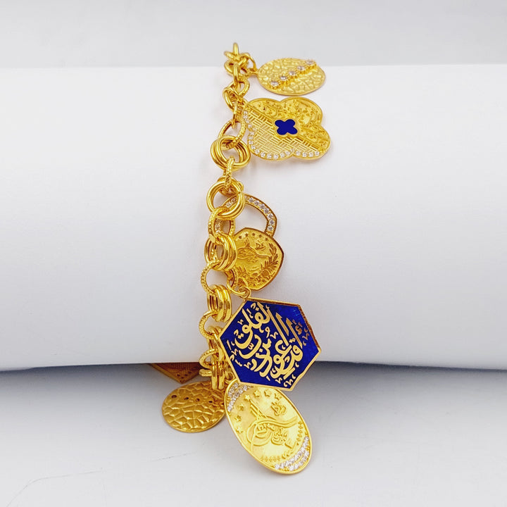 Enameled &amp; Zirconed Dandash Bracelet  Made Of 21K Yellow Gold by Saeed Jewelry-28688