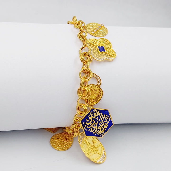 Enameled &amp; Zirconed Dandash Bracelet  Made Of 21K Yellow Gold by Saeed Jewelry-28688