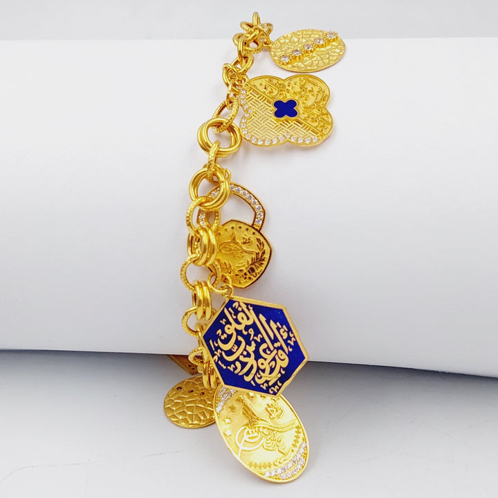 Enameled &amp; Zirconed Dandash Bracelet  Made Of 21K Yellow Gold by Saeed Jewelry-28688