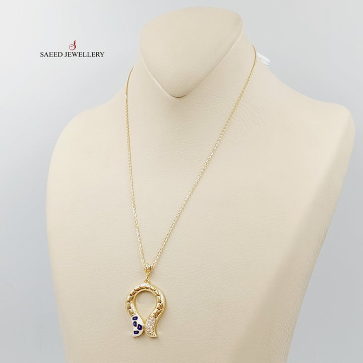 Enameled &amp; Zirconed Deluxe Necklace Made Of 18K Yellow Gold by Saeed Jewelry-27748