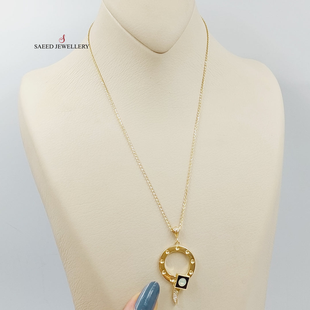 Enameled &amp; Zirconed Deluxe Necklace Made Of 18K Yellow Gold by Saeed Jewelry-27750