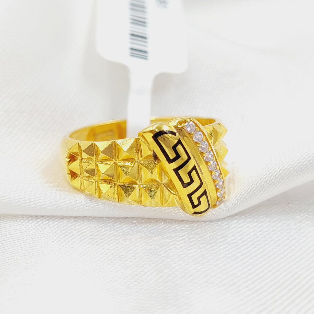 Enameled &amp; Zirconed Deluxe Ring Made Of 21K Yellow Gold by Saeed Jewelry-28385