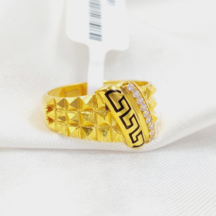 Enameled &amp;amp; Zirconed Deluxe Ring Made Of 21K Yellow Gold by Saeed Jewelry-28385
