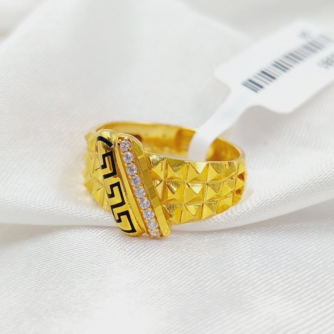 Enameled &amp;amp; Zirconed Deluxe Ring Made Of 21K Yellow Gold by Saeed Jewelry-28385