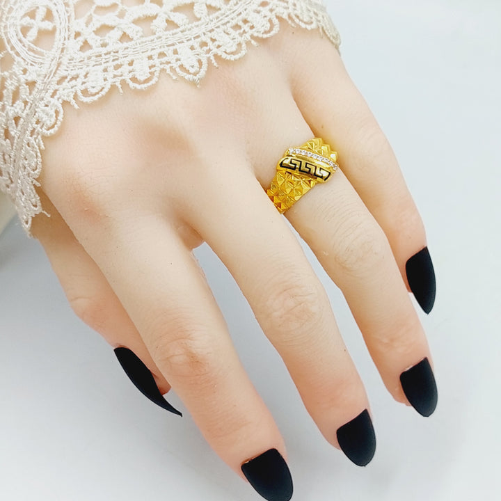 Enameled &amp;amp; Zirconed Deluxe Ring Made Of 21K Yellow Gold by Saeed Jewelry-28385