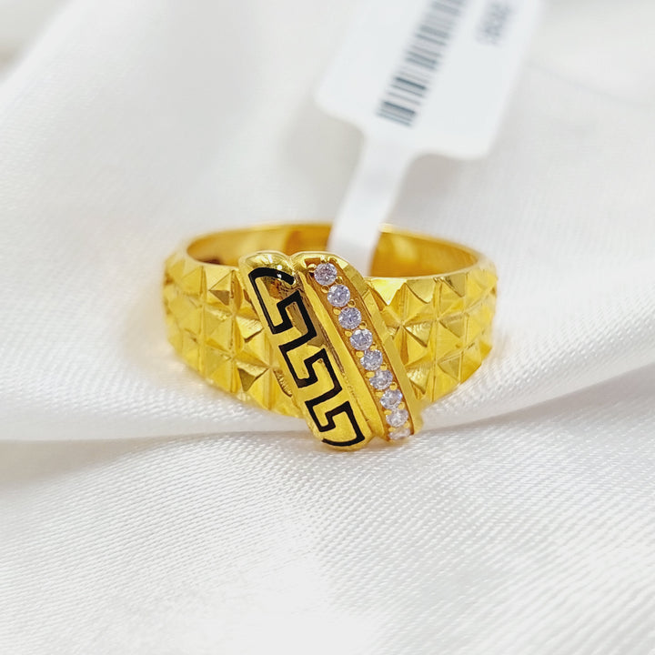 Enameled &amp;amp; Zirconed Deluxe Ring Made Of 21K Yellow Gold by Saeed Jewelry-28385